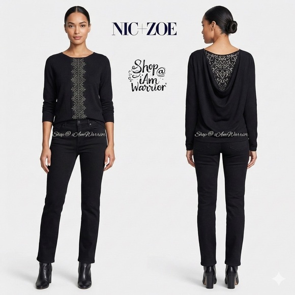 Nic + Zoe draped back light weight sweater top *shop@iamwarrior